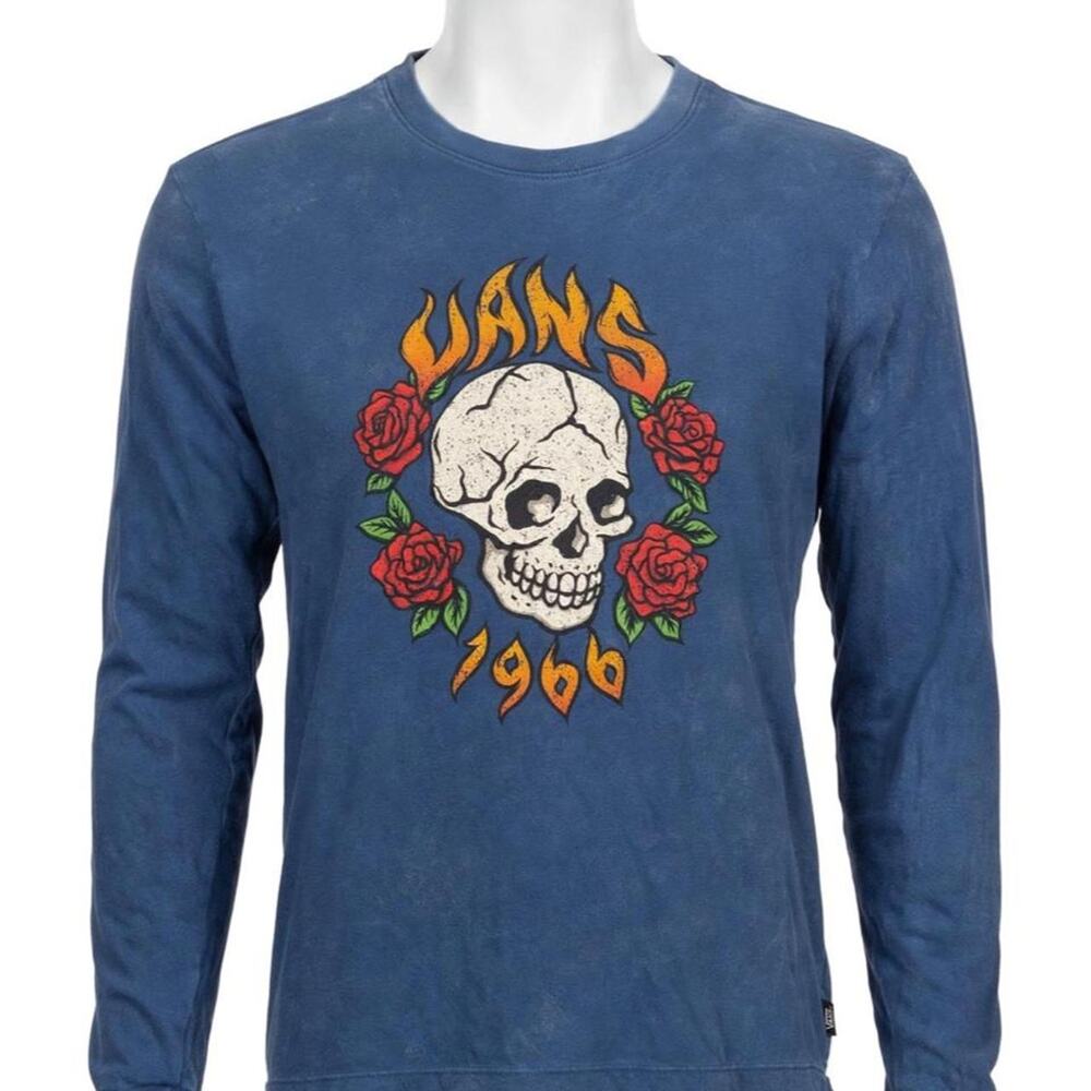 Vans long sleeve shirt with skull and roses graphic Men's Small